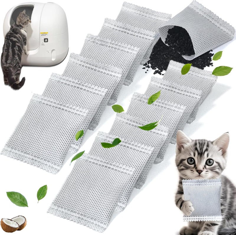 NEWKEY 12 PCS Odor Eliminator for PuraMax Self-Cleaning Cat Litter Box, Natural Activated Charcoal Refills, Cat Toilet Odor Control, Cat Litter Deodorizer Compatible with PETKIT Automatic Litter Box - Image 1
